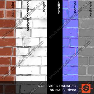 PBR wall brick damaged texture 0004